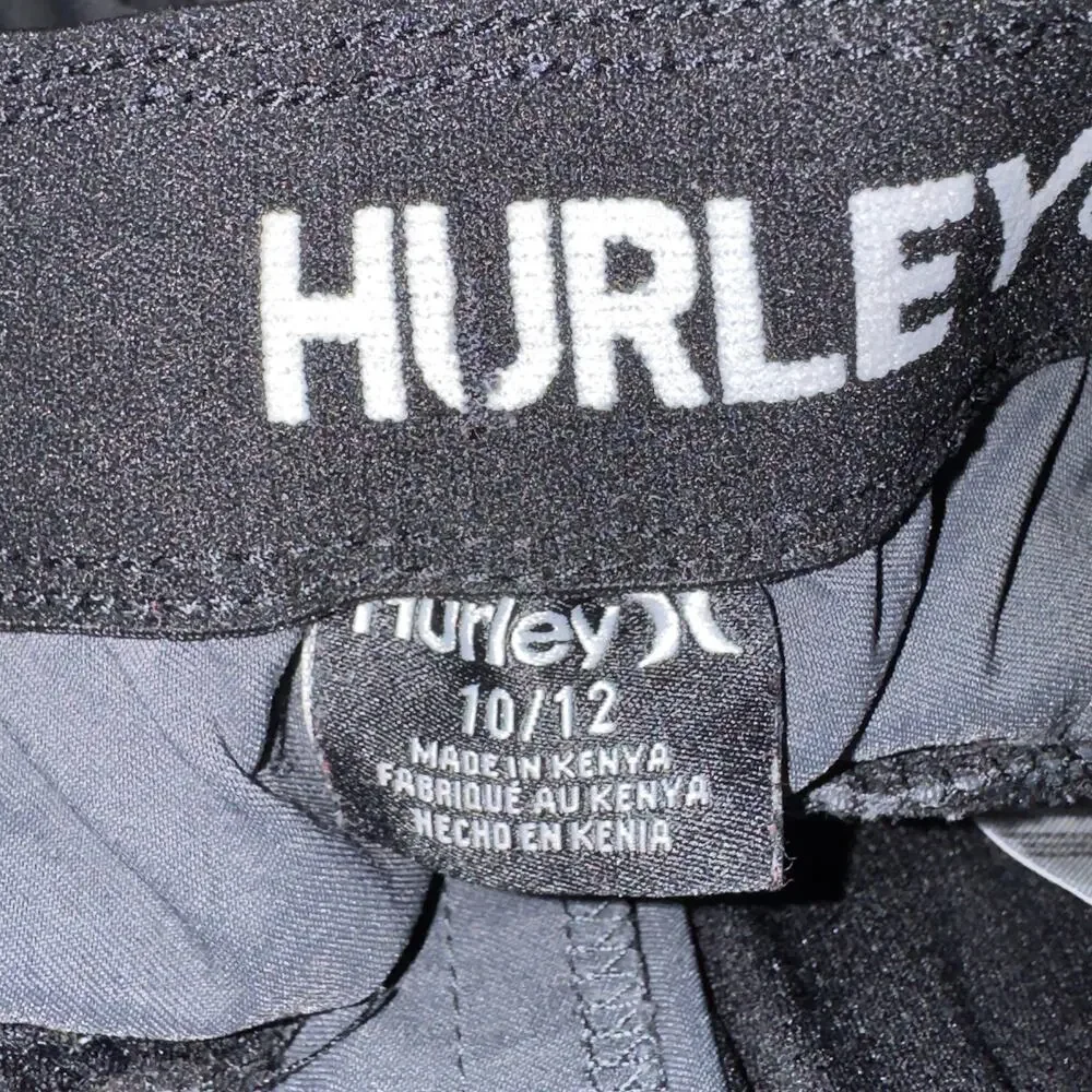 Hurley Black Jogger Pants Elastic Waist Drawstring Cuffed Kids Size 10/12